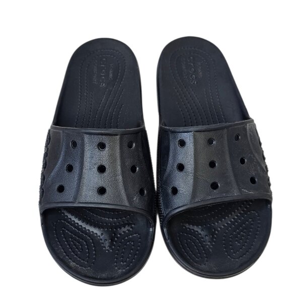 CROCS Womens Baya Slides, Rubber, Black, Comfort, Slip On, Sandals, Size 9 - Picture 3 of 7